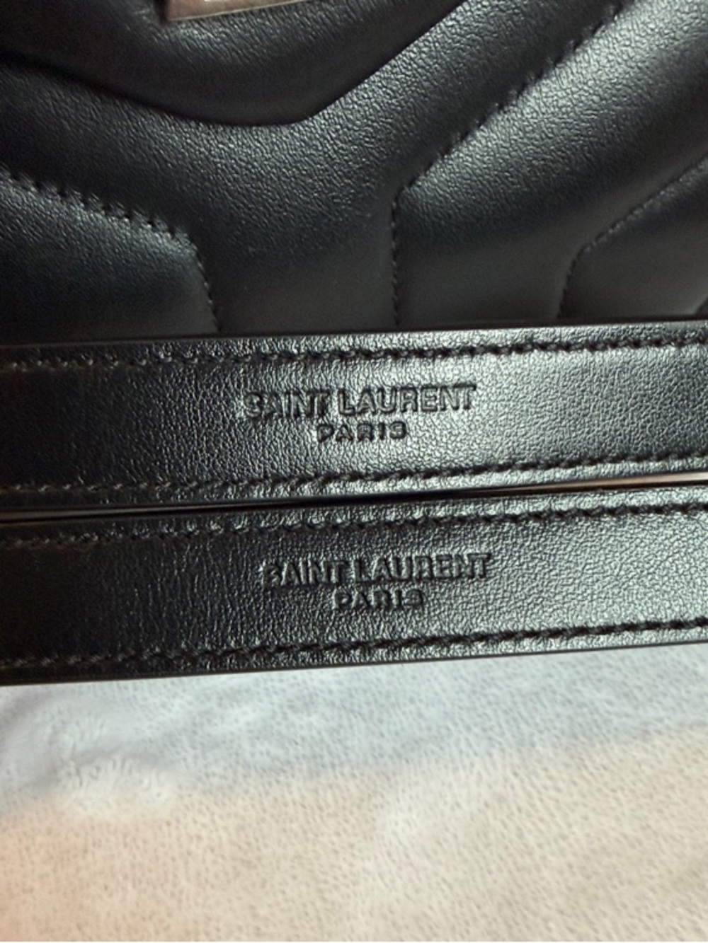 Saint Laurent Black Chevron Quilted Leather Envelope Crossbody with Silver YSL - Picture 5 of 14